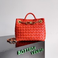 Bottega Veneta Small Andiamo Intrecciato leather top handle Bag red With Chain 2025