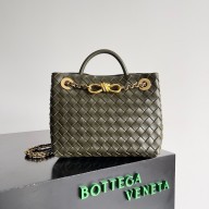 Bottega Veneta Small Andiamo Intrecciato leather top handle Bag military green With Chain 2025