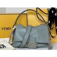 FENDI Mamma Baguette Medium BLUE nappa leather bag 2025