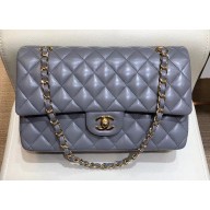 Chanel Classic Flap Medium Bag A1112 Dark Grey in Original Leather with Gold/ Hardware 2018