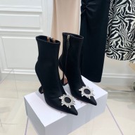 Amina Muaddi Heel 9.5cm Begum Embellished satin Boots Black 2021