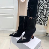 Amina Muaddi Heel 9.5cm rosie Embellished satin Boots Black 2021