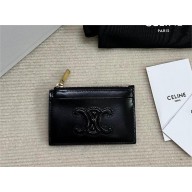 celine Zipped Card Holder in smooth lambskin black 10K583 2023