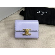 celine COMPACT WALLET WITH COIN TRIOMPHE in Shiny calfskin Light Lilac 10I653 2023