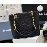 CHANEL PST VINTAGE SHOPPING TOTE BAG IN BLACK CAVIAR LEATHER 2023(ORIGINAL QUALITY)