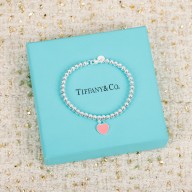 tiffany Mini Heart Tag Bead Bracelet pink