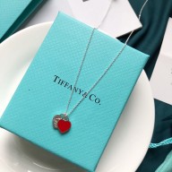 tiffany mini double heart tag pendant red