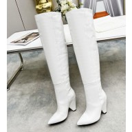 Saint Laurent  glazed leather high boots in white heel 10.5cm 2024