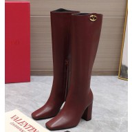 VALENTINO Vlogo the bold edition boot in calfskin 95mm burgundy 2024