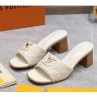 Louis Vuitton LV Capri Mule 1ADCW2 Embroidered calf leather White heel 5.5cm 2024ss