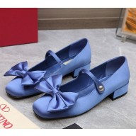 Valention GARAVANI Roman stud silk BALLET FLATS blue 2024