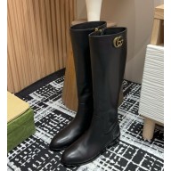 Gucci Women's calfskin Boots with Double G Black 2024