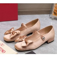 Valention GARAVANI Roman stud silk BALLET FLATS nude pink 2024