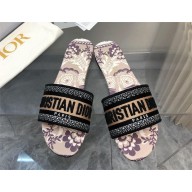 Dior Beige Multicolor Embroidered Cotton with Butterfly Bandana Motif Dway Flat Slide 2024