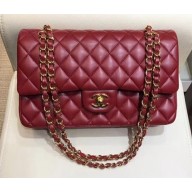 Chanel Classic Flap Medium Bag A1112 Red in Original Leather with Gold/ Hardware 2018