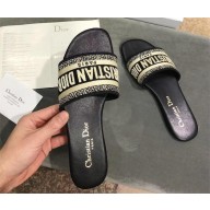 dior black Embroidered Cotton Dway Slide 2023
