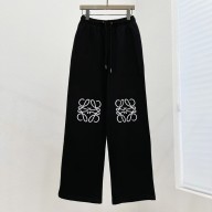 loewe logo embroidered Denim pants Black 2022
