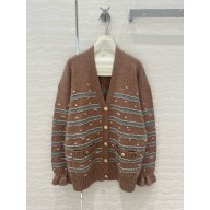 CHANEL Cashmere Light Brown, Light Blue & White cardigan P78456 02 2024