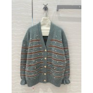 CHANEL Cashmere Light Brown, Light Blue & White cardigan P78456 2024