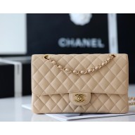 Chanel top Quality Medium Classic Flap Bag 1112 in Caviar Leather beige with gold Hardware 