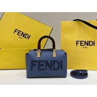 Fendi blue leather and elaphe by the way mini Boston bag 2023