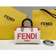 Fendi beige canvas mini By The Way Boston bag 2023