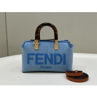 Fendi Light blue denim mini By The Way Boston bag 2023