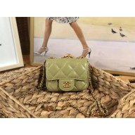 chanel Lambskin, Enamel & Gold-Tone Metal Belt Bag AP3037 GREEN 2022