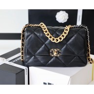 Chanel 19 large Flap Bag AS1161 original goatskin Black 2020 