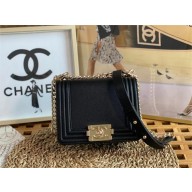chanel Pearly Grained Calfskin & Gold-Tone Metal MINI BOY HANDBAG AS3018 BLACK 2022