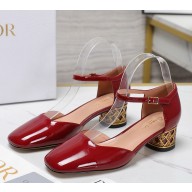 Dior Icon patent leather Mary Janes heel 4cm red 1114-2024