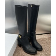 Dior Empreinte leather biker boots black heel 7cm 1114-2024