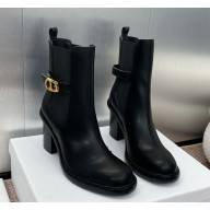 Dior Empreinte leather biker ankle boots black heel 7cm 1114-2024