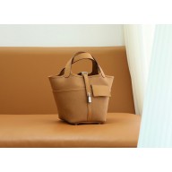 hermes toile goeland swift cargo picotin lock 18 bag brown (original quality+full handmade)