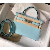 hermes mini kelly II in original epsom leather Macaron blue