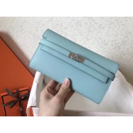 hermes kelly wallet in original epsom leather Macaron blue