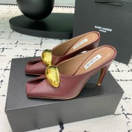 Alaia heel 10.5cm SHARK JEWEL MULES IN CALFSKIN burgundy 2024
