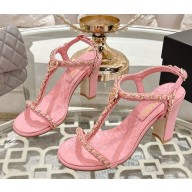 Chanel Sandals Lambskin & Metal G46109 pink heel 8.5cm 2025