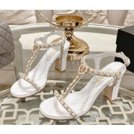 Chanel Sandals Lambskin & Metal G46109 white heel 8.5cm 2025