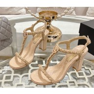 Chanel Sandals Lambskin & Metal G46109 beige heel 8.5cm 2025