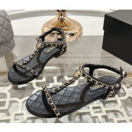 Chanel Sandals Lambskin & Metal G46109 black 2025