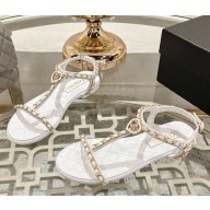 Chanel Sandals Lambskin & Metal G46109 white 2025