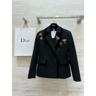DIOR Black Wool and Mohair with Dragonfly Motif Embroidered Marlène Jacket 2024