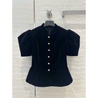 DIOR BLACK VELVET Fitted Short-Sleeved Jacket 2024