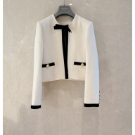 PRADA WHITE Single-breasted compact sablé jacket 2024