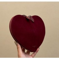 Alaia Le Cœur Heart Bag in Suede Burgundy 2024      