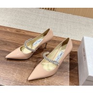 Jimmy Choo Bing embellished patent leather pumps nude pink  heel 7cm 1104-2024