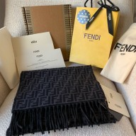 fendi logo printed wool scarf black 2021