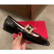 roger vivier flat Très Vivier Mary Janes in patent leather With crystal buckle black 1102-2024