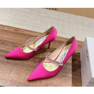 Jimmy Choo Bing embellished Fuchsia Satin pumps heel 7cm 1104-2024